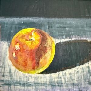 Original Vibrant Apple Acrylic Painting on Canvas Panel 6”x 6”